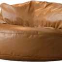 Bean Bag Chair PU Leather Bean Bag Sofa Cover Without Filler Couch Pouf Sofa Case Adults Beanbag Chair Lazy Armchair Couch Floor Seating Living Room Furniture(Brown)