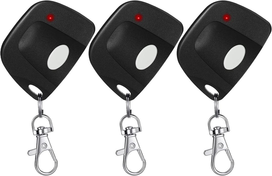 Kingdder 3 Pieces Gate Opener Remote Compatible with Multicode 300mhz 10 Dip Switch 3089 3060 3070 Garage Door Opener Remote Control with Keychain(Black, White)