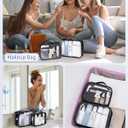 Wandering Nature Clear Makeup Bags 2 Pack Personalized Initial Makeup Pouch Preppy Small Cosmetic Pouch Organizer Travel Toiletry Bag, Birthday Gifts for Girlfriend Women (Black)