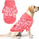 PUPTECK Dog Hoodie Pet Sweatshirt Soft Warm Clothes Fleece Lined with Hat for Small Medium Large Dogs, Pocket Design, Pink Heart, XL