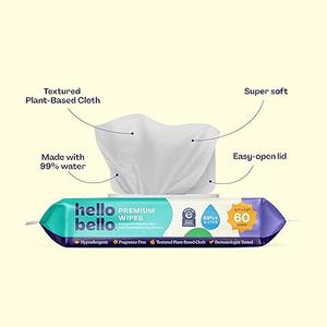 Hello Bello Extra Gentle Unscented Baby Wipes, Plant Based, Made with 99% Water and Aloe for Babies and Kids, 720 Count BB: 06/11/2028