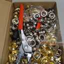 643Pcs Grommet Tool Kit 1/2 Inch(Inside Hole Size) Eyelet Kit with 320Pcs Eyelets Grommets, 320Pcs Washers, and Grommet Eyelet Pliers for Leather/Belt/Shoes/Crafts