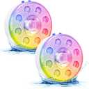 Magnetic Floating Pool Light with Remote - LUXJET 2 Pack RGB Color Rechargeable Battery Operated IP68 Waterproof Underwater Hot Tub Lights for Christmas, Halloween Decor, Bath, Spa, Fountains