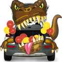 JOYIN Halloween Dinosaur Trunk Or Treat Car Decorations Kit for SUV Outdoor Indoor Decor Balloons T-rex, for Haunted House Door Archway Entryway with Tassels Paper Board Dot Glue