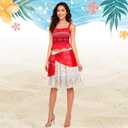 Adult Women Halloween Costume Set with Wig Necklace Princess Costume Dress Up Birthday Outfits Ocean Theme Party (3X-Large)