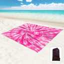 Beach Blanket Waterproof Sandproof Oversized 95x 80,Sand Free Beach Mat with Corner Pockets,Portable Mesh Bag for Beach Festival,Picnic,Travel and Outdoor Camping (PinkFloyd)