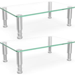 1 Pack Computer Monitor Riser with Height Adjustable Multi Media Desktop Stand for Flat Screen LCD LED TV, Laptop/Notebook/Xbox One (Clear)