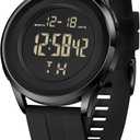 COSSINIGE Mens Digital Waterproof Military Watch for Men Black Dive Tactical Sports Minimalist Ultra-Thin Wrist Watch