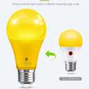 L LOHAS LED Dusk to Dawn Bug Light Bulb Outdoor, A19 Yellow LED Bug Light Bulbs, 9W Auto On/Off Bug Lights for Outside, Amber Porch Light Bulb 60W Equi, Non-Attracting, E26 Base for Backyard, 2 Pack