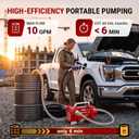 TOPWAY 12V Fuel Transfer Pump Kit, 10 GPM Self-Priming Diesel & Gasoline Pump, Explosion-Proof Portable Fuel Pump with Fuel Nozzle, Hose & Carry Case for Tractor, Truck, Cars