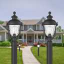 Outdoor Post Lights, Modern Exterior Lamp Posts Light Fixtures, Waterproof and Anti-Rust Aluminum Outside Pole Latern for Porch Patio Garden, Water Ripple Glass Lamp Shade, Black Finish