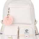 School Backpack for Girls & Women, Bookbag for Middle School & College, Large Travel Daypack for Laptop (White)