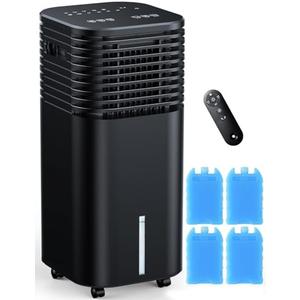 CENSTECH Windowless Air Conditioner, Swamp Cooler with 4 Modes & 3 Speeds, 15H Timer for Smart Auto-off, 2-Gal Tank for 20H Cooling, Remote, 120° Oscillating Portable Air Conditioners No Hose Needed