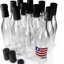 Woozy Bottles Empty 12 Oz Complete Sets of Premium Commercial Grade Clear Glass Dasher Woozy Bottle Shrink Capsule with Gold Tear Tab Leak Proof Screw Cap (Black 12 Sets) - 12 oz