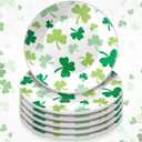 SiliFine 6 Pcs 6 Inch St. Patrick's Day Ceramic Decorative Plate Irish Shamrock Tableware Plate Leaf Clover Display Dish for St. Patrick's Celebration, Dinner Party, Wedding(White), approx. 6 inches