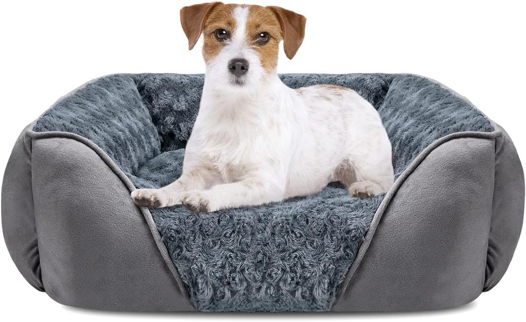 INVENHO Dog Bed Medium Size Dog, Orthopedic Warming Soft Calming Sleeping Puppy Bed Durable Pet Bed with Anti-Slip Bottom, M(25"x 21"x 8"), Gray