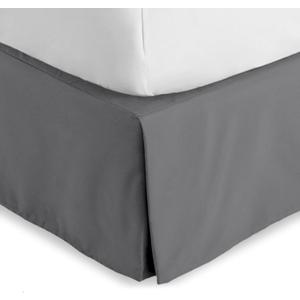 Bare Home Kids Twin Bed Skirt - 15-Inch Tailored Drop Easy Fit - Bed Skirt for Beds - Center & Corner Pleats (Twin, Grey)