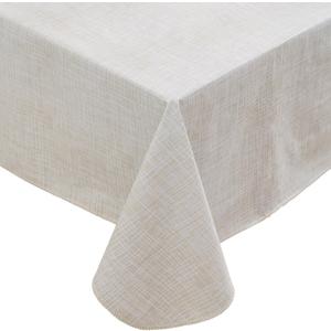 Heavy Duty Vinyl Tablecloth with Flannel Backing Waterproof Oil-Proof Plastic Table Cloth Stain-Resistant Wipeable Rectangle or Square Table Cover for Indoor and Outdoor (Beige Striped, 52x70 Inch)