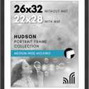 Americanflat 26x32 Picture Frame with Polished Plexiglass - Use as 22x28 Frame with Mat or Display 26x32 Photo Without Mat - Hudson Collection - Wide Picture Frames for Wall Display - Black