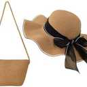 Verdusa Women's Bow Wide Brim Straw Sun Hat