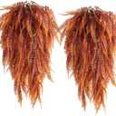 RECUTMS Fake Hanging Plants 4 Pcs Artificial Boston Ferns for Outdoors UV Resistant Draping Faux Greenery Plastic Decorative Vines for Bedroom Wall Garden Wedding Indoor (Brown)