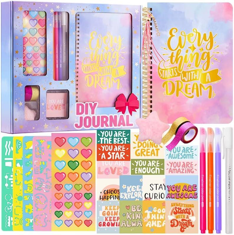 Cocostar DIY Journal Kit for Girls - Journal for Girls Ages 8-12, Stationary Set, Arts and Crafts Kit, Teen Tween Girl Gifts Trendy Stuff - Gifts for 6 7 8 9 10 11 12 13 Year Old Girls