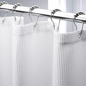 AmazerBath 78 Inch Shower Curtain Fabric, Waffle Shower Curtain 72x78 Inches, Long Shower Curtain White Heavy Duty Hotel Quality Bathroom Shower Curtains