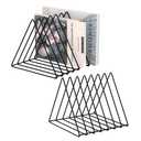 Urban Deco Triangle Desk Organizers Metal Wire Magazine Holder 7 Sections Decorative Organizer Vinyl Record Storage Office File Organizer For Desk - Black Magazine File Holder - Pack of 6