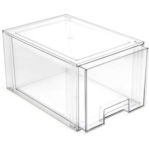 BINO | Stackable Storage Drawers, Tall Large - Clear | THE CRATE COLLECTION | Storage Bins With Drawers | Bathroom Organizers | Under Sink Organizer | Vanity Cabinet Home Organization