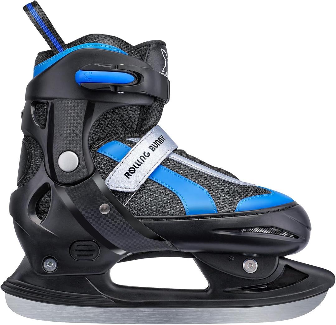 Adjustable Ice Skates for Kids: Ice Hockey Skates for Boy, Girl, Beginner, Youth, Junior, Suitable Outdoor and Skating (Medium(12J-2 US), Blue)