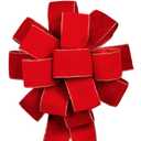 2pcs Red Velvet Ribbon Christmas Bows with Golden Wire, Handmade(26"x 12") Wired Large Ribbons, Thanksgiving/Christmas Tree Topper, Garland/Wreath, Tree Topper Decor