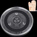 12.4" Turntable Plate Replacement for Panasonic Emerson Frigidaire Oster Toshiba Microwaves, 12 3/8" Glass Cooking Tray with a Glove, Turntable Diameter 12.4 inch (31.5 cm)