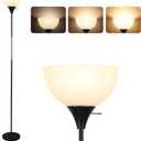 Floor Lamp, Dimmable Standing Lamp, 3 Levels Brightness Led Floor Lamp Rotary Switch Floor Lamps Modern Industrial Lamp with Shade, Tall Lamps for Living Room Bedroom Office Dining Room (Black)