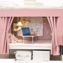 Navhao Solid Thicken Bunk Blackout Bed Curtains Cloth Privacy Bed Canopy (Pink, 45.3" W x 78.7" L (Pack of 2))