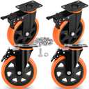 6 Inch Heavy Duty Caster Wheels Load 3000 Lbs with Brake Safety Dual Locking No Noise Wheels Swivel Casters Set of 4 (Free Screws)