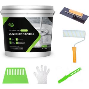 SPMG Self-Leveling Epoxy Floor Paint, High-Gloss Marble Effect, Quick-Dry, Wear-Resistant, Anti-Slip Coating for Indoor and Outdoor cement tile wood garage Floors，60 Sq Ft epoxy sand self leveling paint, 320 Fl Oz