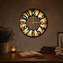 Glow in The Dark Wall Clock Battery Operated, 16 Silent Decorative Wall Clock with 3 Modes Night Light, Rustic Modern Metal & Wood Clocks for Living Room Decor, Arabic Numerals