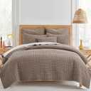 Levtex Home Mills Waffle King/Cal King Quilt Set (106x92in) with 2 Pillow Shams (36x20in) - Cocoa - Cotton Waffle King Size Quilt Bedding Set - Lightweight, Soft, Pre-Washed