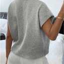 SOLY HUX Women's Short Sleeve Sweater 3D Floral Sweaters Pullover Tank Tops Knit Vest Trendy Fashion Clothing (Gray, L)