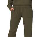 SHESHOW Women Two Piece Outfits Lounge Sets V-neck Button Down Sweatshirt High Waisted Joggers Trendy Tracksuit (Medium, Green)