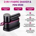 2-in-1 Travel Steam Iron with Fabric Shaver, Portable Mini Iron for Clothes with Detachable Lint Remover, 1000W Handheld Wrinkle Remover for Home & Travel