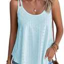 Eachrise Womens Tank Tops Summer Sleeveless Casual Spaghetti Strap Blouses Eyelet Embroidery Loose Fit Tunic Shirts.2XL