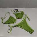 ZAFUL Womens Bikini Sets Underwire Sexy Two Piece Swimsuits Ribbed Bathing Suit High Cut Thong Back Clasp Swimwear Green L