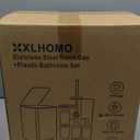 XLHOMO White Bathroom Accessories Set 8 Piece White and Gold Bathroom Set, Bathroom Sets with Stainless Steel Trash Can,Toilet Brush,Toothbrush Set,Soap Dispenser