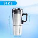 12V Car Heating Cup, Stainless Steel Electric Car Kettle with Cigarette Lighter Plug, Portable Travel Insulated Heated Mug, Vehicle Heated Coffee Cup Mug Warmer, for Hot Water Tea Coffee Making
