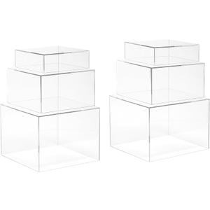 Red Co. Set of 3 Crystal Clear Acrylic Cube Display Nesting Risers with Hollow Bottoms, Transparent - 2 Pack