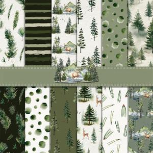 VIVIQUEN 24 Pack Christmas Tree Double-Sided Paper, 12-inches Dark Green Textured Scrapbook Paper Xmas Craft Paper Folded Flat for DIY Background Card Making Scrapbook Photo Album Decor