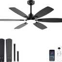 Ceiling Fans with Lights, 52 Inch Ceiling Fan with Light and Remote, 3CCT Dimmable, 6 Speed Reversible DC Motor,6 Blades Modern Black Ceiling Fan for Bedroom, Indoor/Outdoor Use