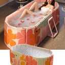 Portable Bathtub Ice Bath Tub - Foldable Collapsible Bathtub for Adult Shower Bathroom Hot SPA Soaking Cold Plunge Tub Freestanding Bathtub 47"Lx22"Wx20"H Pink