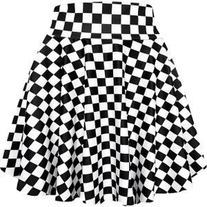Afibi Women's Casual High Waisted Mini Flared Print Pleated Skater Skirt (XX-Large, Plaid White)
